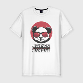 Мужская футболка хлопок Slim с принтом Japan Kingdom of Pandas в Тюмени, 92% хлопок, 8% лайкра | приталенный силуэт, круглый вырез ворота, длина до линии бедра, короткий рукав | art | japanese | panda | retro look | style | vintage look | арт | винтаж | винтажный стиль | кингдом | королевство | королевство панд | крутая панда в очках | панда | пандочка | ретро стиль | рисунок панды | япония | 