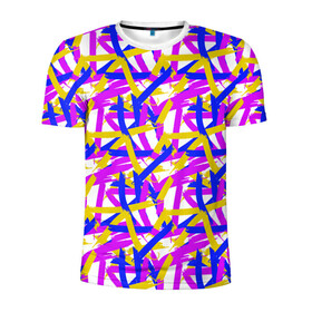 Мужская футболка 3D спортивная с принтом абстракция из ярких полос в Тюмени, 100% полиэстер с улучшенными характеристиками | приталенный силуэт, круглая горловина, широкие плечи, сужается к линии бедра | abstract | art | blue | bright | brush strokes | childrens | color | daub | drawing | geometry | gouache | isometry | lilac | pattern | stripes | three | yellow | абстрактный | гуашь | желтый | мазки кистью | мазня | полосы | синий | сиреневый | три | цве