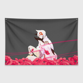 Флаг-баннер с принтом Flower Tomoe в Тюмени, 100% полиэстер | размер 67 х 109 см, плотность ткани — 95 г/м2; по краям флага есть четыре люверса для крепления | akura | kamisama kiss | kitsune | mizuki | nanami | tomoe | yokai | акура | аниме | бог | боги | демон лис | демоны | ёкай | змея | йокай | кицуне | лис | мидзуки | мизуки | нанами | неко | очень приятно бог | томое | томоэ