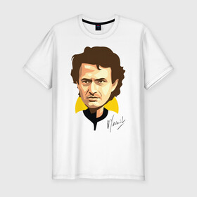 Мужская футболка хлопок Slim с принтом автограф Жозе Моуринью  в Тюмени, 92% хлопок, 8% лайкра | приталенный силуэт, круглый вырез ворота, длина до линии бедра, короткий рукав | jose mourinho | vdgerir | жозе моуринью