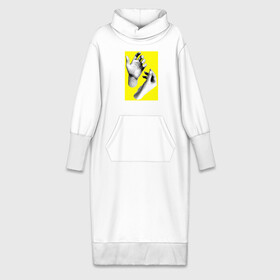 Платье удлиненное хлопок с принтом Монохромные руки в Тюмени,  |  | белый | желтый | жест | жесты | ладонь | пальцы | фотография | человек | черный