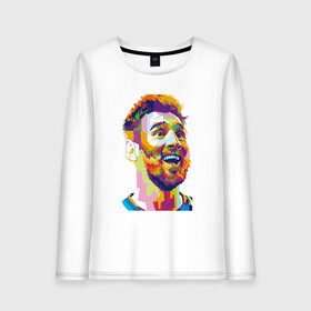 Женский лонгслив хлопок с принтом Messi Smile в Тюмени, 100% хлопок |  | argentina | barca | barcelona | football | lionel | messi | spain | sport | аргентина | барса | барселона | гол | золотой мяч | игрок | испания | камп ноу | лионель | месси | мяч | спорт | тренер | футбол | чемпион | чемпионат