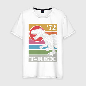 Мужская футболка хлопок с принтом T-rex Dino 72 в Тюмени, 100% хлопок | прямой крой, круглый вырез горловины, длина до линии бедер, слегка спущенное плечо. | dino | rex | roar | t rex | дино | динозавр | динозавры