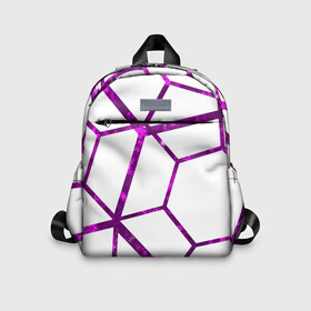 Детский рюкзак 3D с принтом Hexagon в Тюмени, 100% полиэстер | лямки с регулируемой длиной, сверху петелька, чтобы рюкзак можно было повесить на вешалку. Основное отделение закрывается на молнию, как и внешний карман. Внутри дополнительный карман. По бокам два дополнительных кармашка | hexagon | lines | purple | violet | линии | фиолетовый многоугольник | шестиугольник