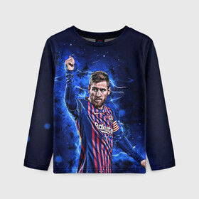 Детский лонгслив 3D с принтом Lionel Messi Barcelona 10 в Тюмени, 100% полиэстер | длинные рукава, круглый вырез горловины, полуприлегающий силуэт
 | 10 | argentina | barcelona | fc | fifa | footbal | leo | lionel | messi | soccer | аргентина | барселона | лео | лига | лионель | месси | мяч | мячик | поле | спорт | форма | футбол | футболист | футбольная | футбольный | чемпион