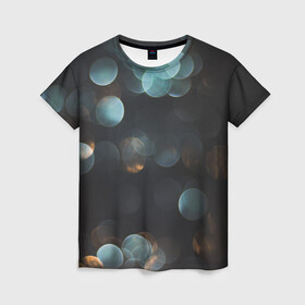 Женская футболка 3D с принтом боке в Тюмени, 100% полиэфир ( синтетическое хлопкоподобное полотно) | прямой крой, круглый вырез горловины, длина до линии бедер | блики | боке | круги | отражение | узор | фон