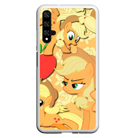 Чехол для Honor 20 с принтом Applejack pattern в Тюмени, Силикон | Область печати: задняя сторона чехла, без боковых панелей | Тематика изображения на принте: my little pony | дружба это чудо | единорог | единороги | май литл пони | мульт | мультфильм