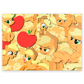Поздравительная открытка с принтом Applejack pattern в Тюмени, 100% бумага | плотность бумаги 280 г/м2, матовая, на обратной стороне линовка и место для марки
 | Тематика изображения на принте: my little pony | дружба это чудо | единорог | единороги | май литл пони | мульт | мультфильм