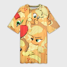 Платье-футболка 3D с принтом Applejack pattern в Тюмени,  |  | my little pony | дружба это чудо | единорог | единороги | май литл пони | мульт | мультфильм