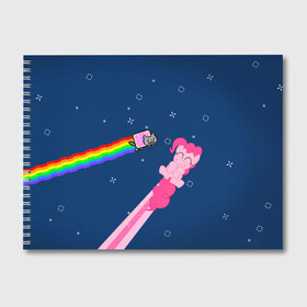 Альбом для рисования с принтом Nyan cat x Pony в Тюмени, 100% бумага
 | матовая бумага, плотность 200 мг. | my little pony | nyan cat | дружба это чудо | единорог | единороги | май литл пони | мульт | мультфильм | нян кэт