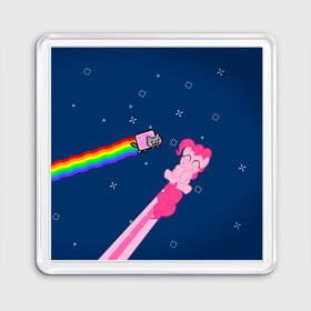 Магнит 55*55 с принтом Nyan cat x Pony в Тюмени, Пластик | Размер: 65*65 мм; Размер печати: 55*55 мм | my little pony | nyan cat | дружба это чудо | единорог | единороги | май литл пони | мульт | мультфильм | нян кэт