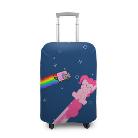 Чехол для чемодана 3D с принтом Nyan cat x Pony в Тюмени, 86% полиэфир, 14% спандекс | двустороннее нанесение принта, прорези для ручек и колес | my little pony | nyan cat | дружба это чудо | единорог | единороги | май литл пони | мульт | мультфильм | нян кэт