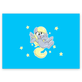 Поздравительная открытка с принтом Пони в звёздном небе в Тюмени, 100% бумага | плотность бумаги 280 г/м2, матовая, на обратной стороне линовка и место для марки
 | my little pony | дружба это чудо | единорог | единороги | май литл пони | мульт | мультфильм