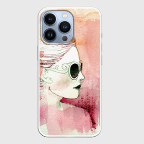 Чехол для iPhone 13 Pro с принтом Девушка в Тюмени,  |  | в очках | девушка | рисунок акварелью | розовая акварель