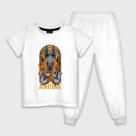 Детская пижама хлопок с принтом Анубис божество в Тюмени, 100% хлопок |  брюки и футболка прямого кроя, без карманов, на брюках мягкая резинка на поясе и по низу штанин
 | анубис | бог | божество | древнеегипетский | египет | инпу | мифология | шакал
