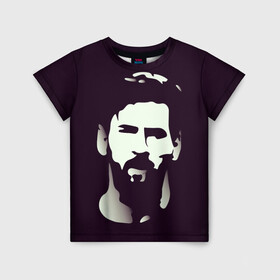 Детская футболка 3D с принтом Лионель Месси! в Тюмени, 100% гипоаллергенный полиэфир | прямой крой, круглый вырез горловины, длина до линии бедер, чуть спущенное плечо, ткань немного тянется | арт лицо. | звезда футбола | игрок | футболист