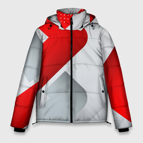 Мужская зимняя куртка 3D с принтом 3D SPORT STYLE RED WHITE в Тюмени, верх — 100% полиэстер; подкладка — 100% полиэстер; утеплитель — 100% полиэстер | длина ниже бедра, свободный силуэт Оверсайз. Есть воротник-стойка, отстегивающийся капюшон и ветрозащитная планка. 

Боковые карманы с листочкой на кнопках и внутренний карман на молнии. | 3d | 3д | sport | абстракция | линии | паттерн | соты | спортивный стиль | текстуры