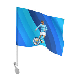 Флаг для автомобиля с принтом Бернарду Силва Манчестер Сити в Тюмени, 100% полиэстер | Размер: 30*21 см | manchester city | бернарду силва | манчестер сити | сборная португалии | футбол | футболист