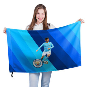 Флаг 3D с принтом Бернарду Силва Манчестер Сити в Тюмени, 100% полиэстер | плотность ткани — 95 г/м2, размер — 67 х 109 см. Принт наносится с одной стороны | manchester city | бернарду силва | манчестер сити | сборная португалии | футбол | футболист