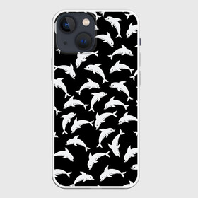 Чехол для iPhone 13 mini с принтом Дельфиновый фон | Dolphin в Тюмени,  |  | dolphin | дельфин | дельфиновый фон | дельфины | косатка | морской житель | пляжная
