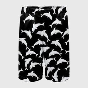 Детские спортивные шорты 3D с принтом Дельфиновый фон Dolphin в Тюмени,  100% полиэстер
 | пояс оформлен широкой мягкой резинкой, ткань тянется
 | Тематика изображения на принте: dolphin | дельфин | дельфиновый фон | дельфины | косатка | морской житель | пляжная