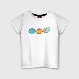 Детская футболка хлопок с принтом Genshin impact Slime trio №1 в Тюмени, 100% хлопок | круглый вырез горловины, полуприлегающий силуэт, длина до линии бедер | colorful | cute | genshin impact | slime | геншин | геншин импакт | милота