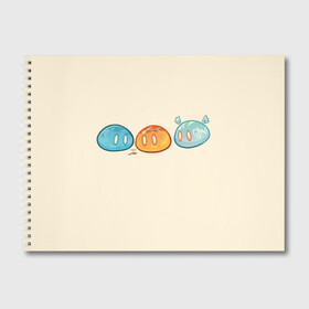 Альбом для рисования с принтом Genshin impact Slime trio №1 в Тюмени, 100% бумага
 | матовая бумага, плотность 200 мг. | Тематика изображения на принте: colorful | cute | genshin impact | slime | геншин | геншин импакт | милота