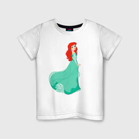 Детская футболка хлопок с принтом Принцесса Жасмин в Тюмени, 100% хлопок | круглый вырез горловины, полуприлегающий силуэт, длина до линии бедер | ariel | ariel the little mermaid | disney | little mermaid | the little mermaid | vdzabma | ариэль | дисней | русалочка | русалочка ариэль