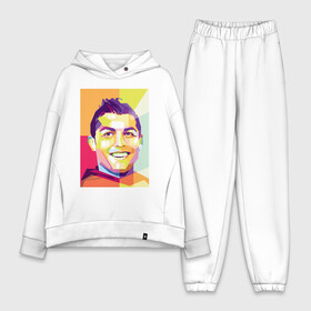 Женский костюм хлопок Oversize с принтом Криштиану Роналду Арт в Тюмени,  |  | cristiano ronaldo | криштиану роналду | лучший бомбардир | нападающий | португалия | португальский | реал мадрид | роналдо | рональдо | футболист