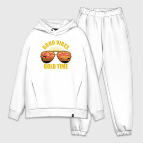 Мужской костюм хлопок OVERSIZE с принтом Good vibes gold time в Тюмени,  |  | beach | good vibes gold time | palm | sea | summer | tropical | вайб | волны | жара | золотое время | летние | лето | море | очки | пальмы | пляж | тропический