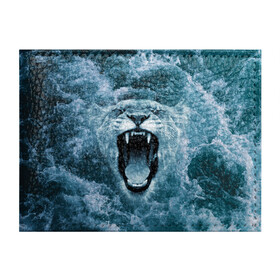 Обложка для студенческого билета с принтом Львица в бушующих волнах в Тюмени, натуральная кожа | Размер: 11*8 см; Печать на всей внешней стороне | волны | крупная кошка | лев | львица | море | океан