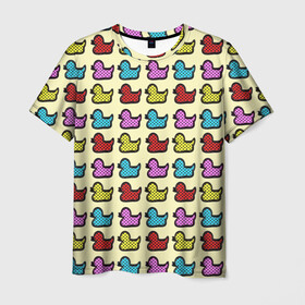 Мужская футболка 3D с принтом Утиный фон Утки Ducks в Тюмени, 100% полиэфир | прямой крой, круглый вырез горловины, длина до линии бедер | Тематика изображения на принте: duck | ducks | утиный фон | утка | утки