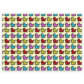 Поздравительная открытка с принтом Утиный фон Утки Ducks в Тюмени, 100% бумага | плотность бумаги 280 г/м2, матовая, на обратной стороне линовка и место для марки
 | duck | ducks | утиный фон | утка | утки