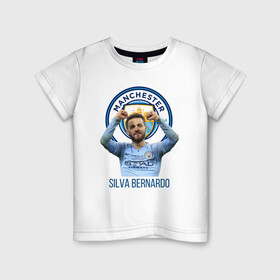 Детская футболка хлопок с принтом Silva Bernardo Манчестер Сити в Тюмени, 100% хлопок | круглый вырез горловины, полуприлегающий силуэт, длина до линии бедер | manchester city | бернарду силва | манчестер сити | сборная португалии | футбол | футболист