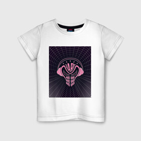 Детская футболка хлопок с принтом HARDBASS SKULL в Тюмени, 100% хлопок | круглый вырез горловины, полуприлегающий силуэт, длина до линии бедер | music | pink | purple | retrowave | музыка | неоновая | ретро | розовый | стиль | тренд | череп в наушниках | яркий
