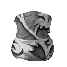 Бандана-труба 3D с принтом Монохромный узор в Тюмени, 100% полиэстер, ткань с особыми свойствами — Activecool | плотность 150‒180 г/м2; хорошо тянется, но сохраняет форму | монохром | рисунок | серебристый | серебро | узор
