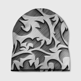 Шапка 3D с принтом Монохромный узор в Тюмени, 100% полиэстер | универсальный размер, печать по всей поверхности изделия | монохром | рисунок | серебристый | серебро | узор