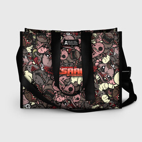 Сумка-шоппер 3D с принтом Binding of Isaac Stickerbomb в Тюмени, 100% полиэстер | застегивается на металлическую кнопку; внутренний карман застегивается на молнию. Стенки укреплены специальным мягким материалом, чтобы защитить содержимое от несильных ударов
 | afterbirth | art | boss | game | gaming | pattern | roguelike | rpg | steam | stickerbombing | the binding of isaac | арт | графика | жертвоприношение исаака | игра | изаак | иллюстрация | паттерн | рисунки | рисунок | рогалик | стикербомбин