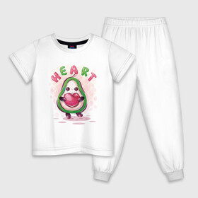 Детская пижама хлопок с принтом Авокадо с сердцем в Тюмени, 100% хлопок |  брюки и футболка прямого кроя, без карманов, на брюках мягкая резинка на поясе и по низу штанин
 | avocado | cute | dream | fruit | heart | авокадо | милый | музыка | сердечко | сердце | фрукт
