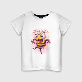 Детская футболка хлопок с принтом Смешной шмель в Тюмени, 100% хлопок | круглый вырез горловины, полуприлегающий силуэт, длина до линии бедер | bumblebee | cute | бамблби | кавай | милый | насекомое | шмеленок | шмель