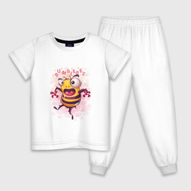 Детская пижама хлопок с принтом Смешной шмель в Тюмени, 100% хлопок |  брюки и футболка прямого кроя, без карманов, на брюках мягкая резинка на поясе и по низу штанин
 | bumblebee | cute | бамблби | кавай | милый | насекомое | шмеленок | шмель