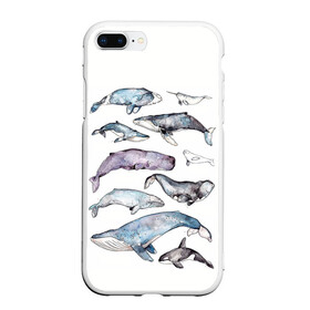 Чехол для iPhone 7Plus/8 Plus матовый с принтом киты в Тюмени, Силикон | Область печати: задняя сторона чехла, без боковых панелей | Тематика изображения на принте: ocean | sea | киты | море | морской принт | морской фон | океан | паттерн | рыбы | текстуры