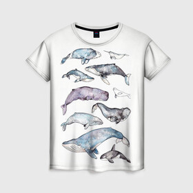 Женская футболка 3D с принтом киты в Тюмени, 100% полиэфир ( синтетическое хлопкоподобное полотно) | прямой крой, круглый вырез горловины, длина до линии бедер | ocean | sea | киты | море | морской принт | морской фон | океан | паттерн | рыбы | текстуры