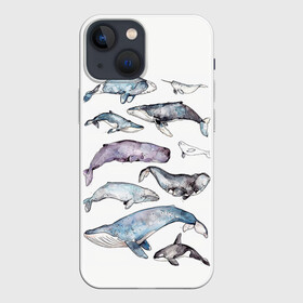 Чехол для iPhone 13 mini с принтом киты в Тюмени,  |  | Тематика изображения на принте: ocean | sea | киты | море | морской принт | морской фон | океан | паттерн | рыбы | текстуры