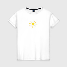 Женская футболка хлопок с принтом Солнышко в Тюмени, 100% хлопок | прямой крой, круглый вырез горловины, длина до линии бедер, слегка спущенное плечо | summer | sun | лето | настроение | природа | солнце