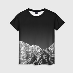 Женская футболка 3D с принтом ГОРЫ В МОЕМ СЕРДЦЕ | КАМУФЛЯЖ в Тюмени, 100% полиэфир ( синтетическое хлопкоподобное полотно) | прямой крой, круглый вырез горловины, длина до линии бедер | алтай | анды | арарат | белые горы | везувий | гималаи | горные хребты | горы | горы в моем сердце | горы камуфляж | джомолунгма | камуфляж горы | снег в горах | фудзияма | хребты гор | черно белые горы
