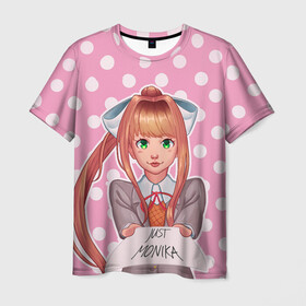 Мужская футболка 3D с принтом Monika Pop Art в Тюмени, 100% полиэфир | прямой крой, круглый вырез горловины, длина до линии бедер | anime | game | games | monika | natsuki | sayori | yuri | аниме | визуальный роман | доки доки | игра | игры | литературный клуб | моника | нацуки | саёри | юри