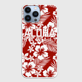Чехол для iPhone 13 Pro Max с принтом ALOHA HAWAII | АЛОХА ГАВАЙИ в Тюмени,  |  | Тематика изображения на принте: aloha | aloha hawaii | hawaii | summer | гаваи | гавайи | голубые пальмы | лето | море | надпись | отпуск | пальмы | пляж | синие пальмы | синий