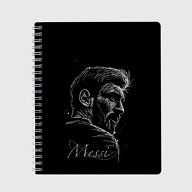 Тетрадь с принтом ЛИОНЕЛЬ МЕССИ / LIONEL MESSI в Тюмени, 100% бумага | 48 листов, плотность листов — 60 г/м2, плотность картонной обложки — 250 г/м2. Листы скреплены сбоку удобной пружинной спиралью. Уголки страниц и обложки скругленные. Цвет линий — светло-серый
 | argentina | barcelona | football | lionel andrs messi | sport | uefa | аргентина | барселона | лионель месси | спорт | уефа. | футбол