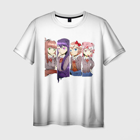 Мужская футболка 3D с принтом Doki Doki Literature Club в Тюмени, 100% полиэфир | прямой крой, круглый вырез горловины, длина до линии бедер | anime | doki doki literature club | monika | natsuki | sayori | yuri | аниме | доки доки | доки доки литературный клуб | моника | нацуки | саёри | юри